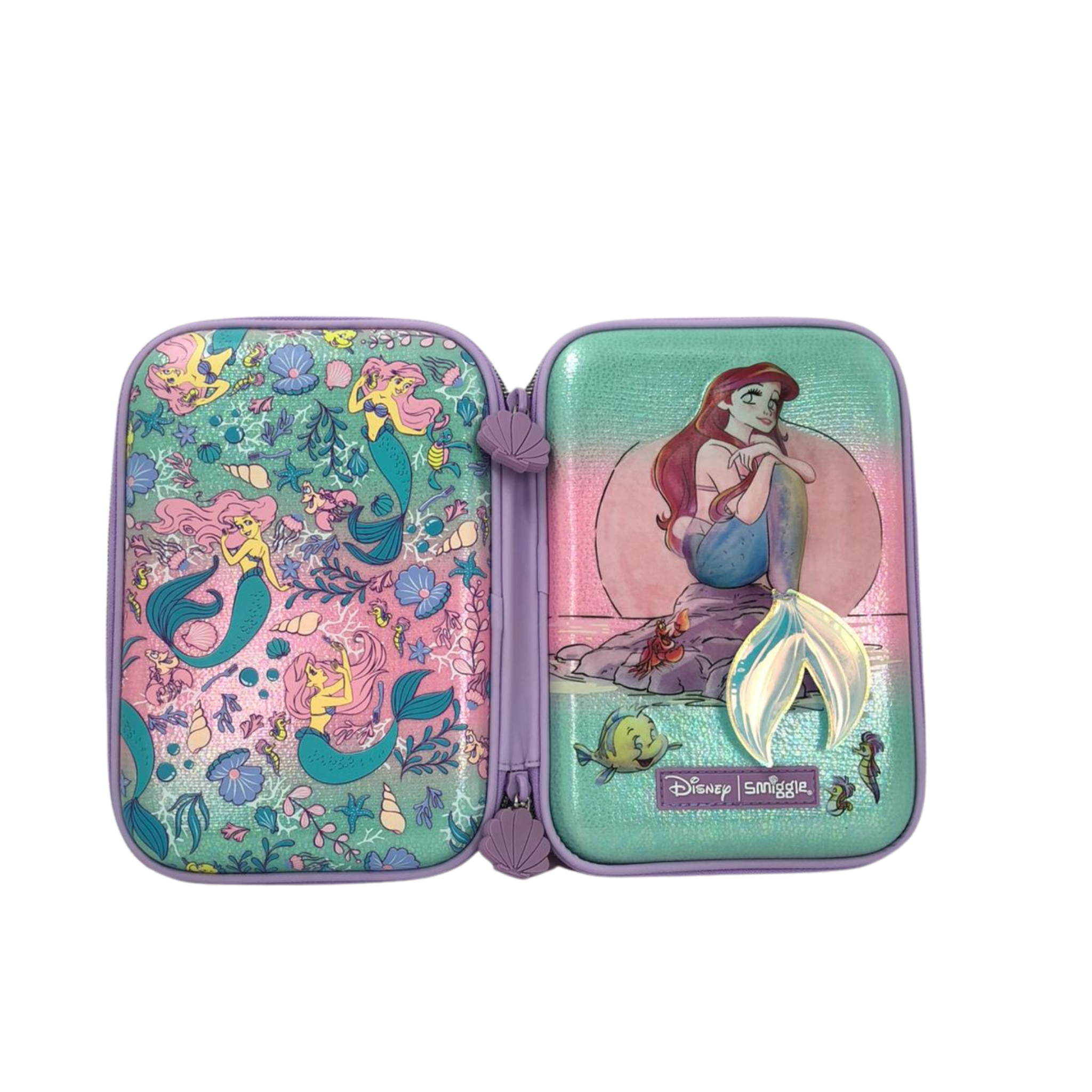 Small mermaid-themed stationery organizer pouch with printed panels and pen compartments