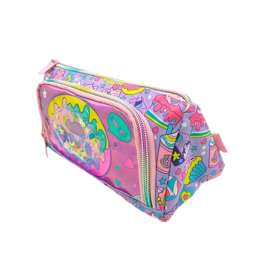 VEST GLITTERY DONUT HEART PENCIL CASE SPARKLES