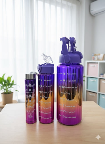 3 Pieces Set Electroplated Gradient Sports Bottle