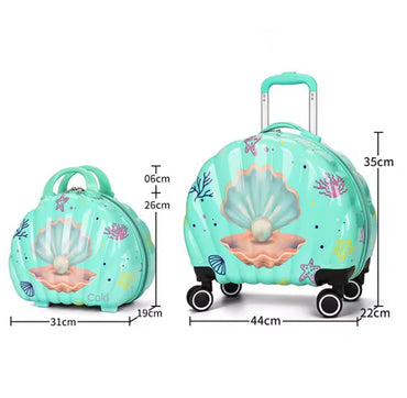 Mermaid Seashell Luggage With Vanity Bag