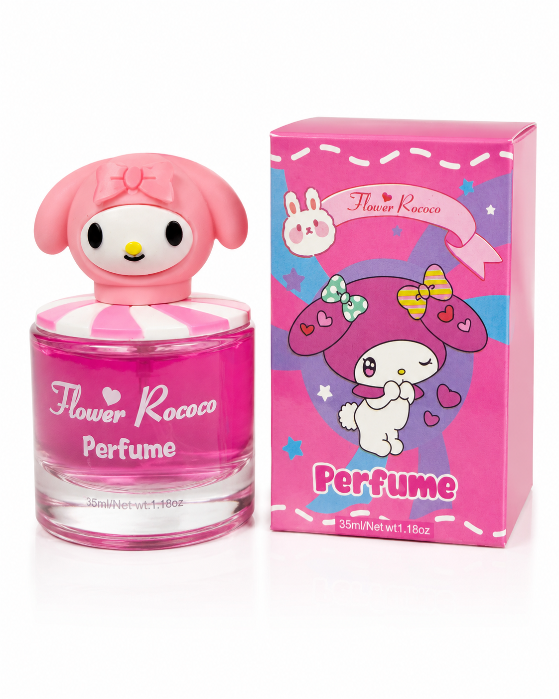 Kids Flower Rococo bunny perfume set: pink 35ml bottle with character, boxed