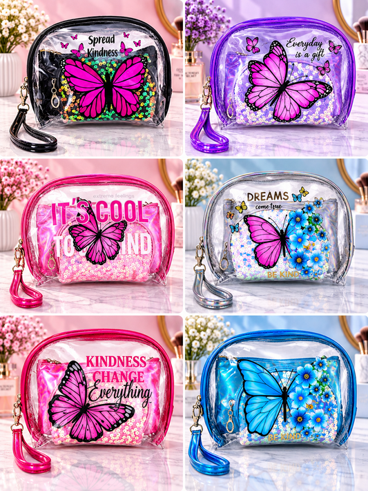 Butterfly & Inspirational Quote 3-in-1 Cosmetic Organizer