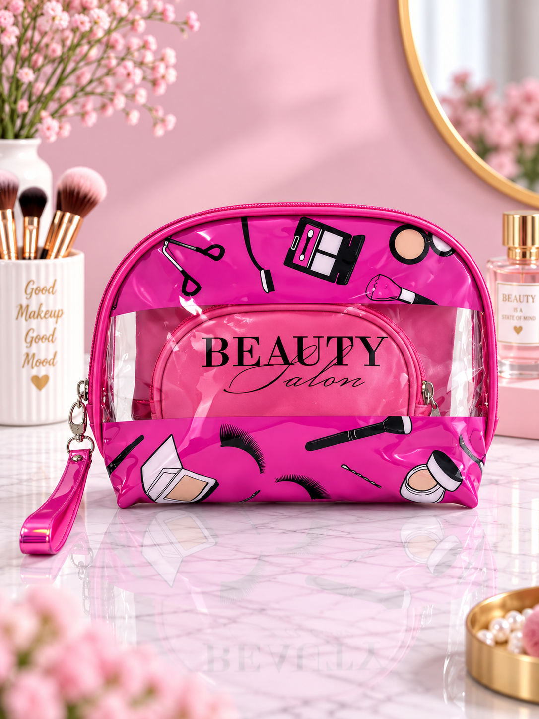 "BEAUTY Salon" Makeup Print 3-in-1 Cosmetic Organizer