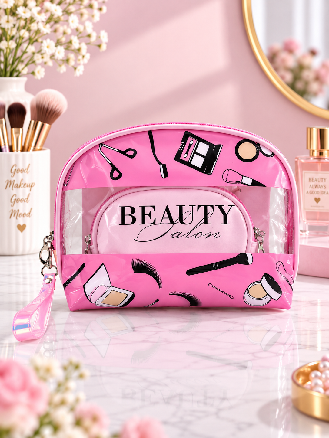 "BEAUTY Salon" Makeup Print 3-in-1 Cosmetic Organizer