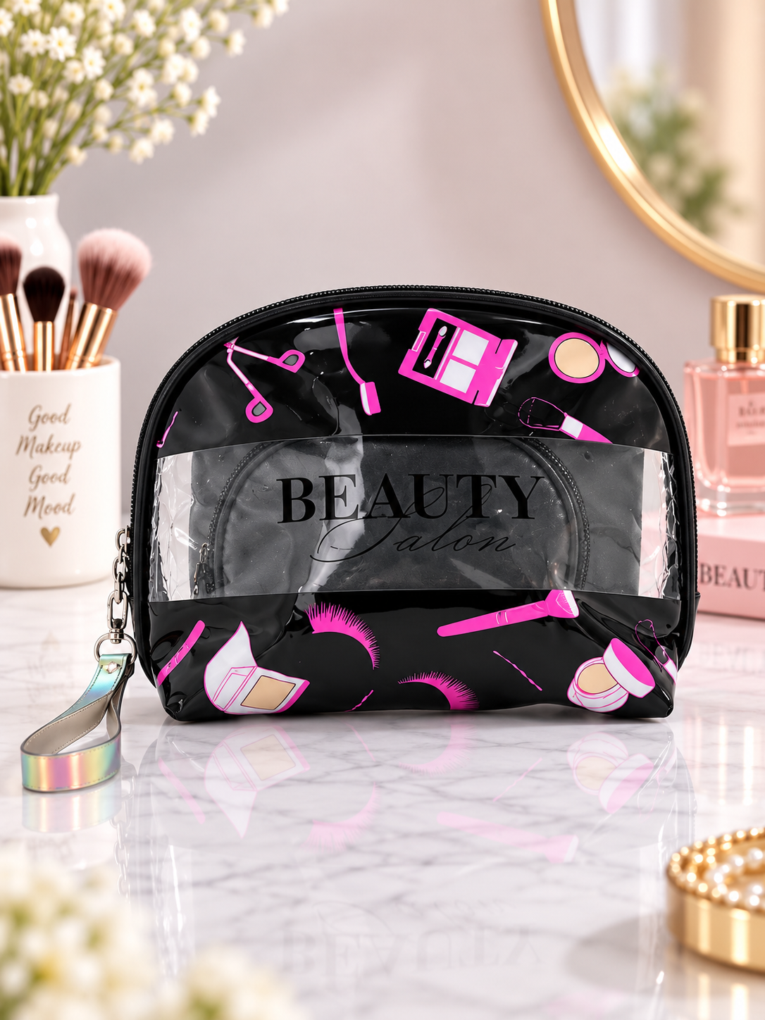 "BEAUTY Salon" Makeup Print 3-in-1 Cosmetic Organizer
