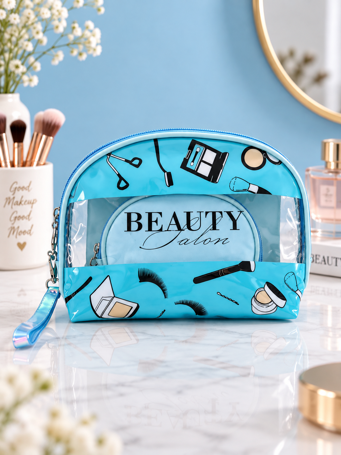 "BEAUTY Salon" Makeup Print 3-in-1 Cosmetic Organizer