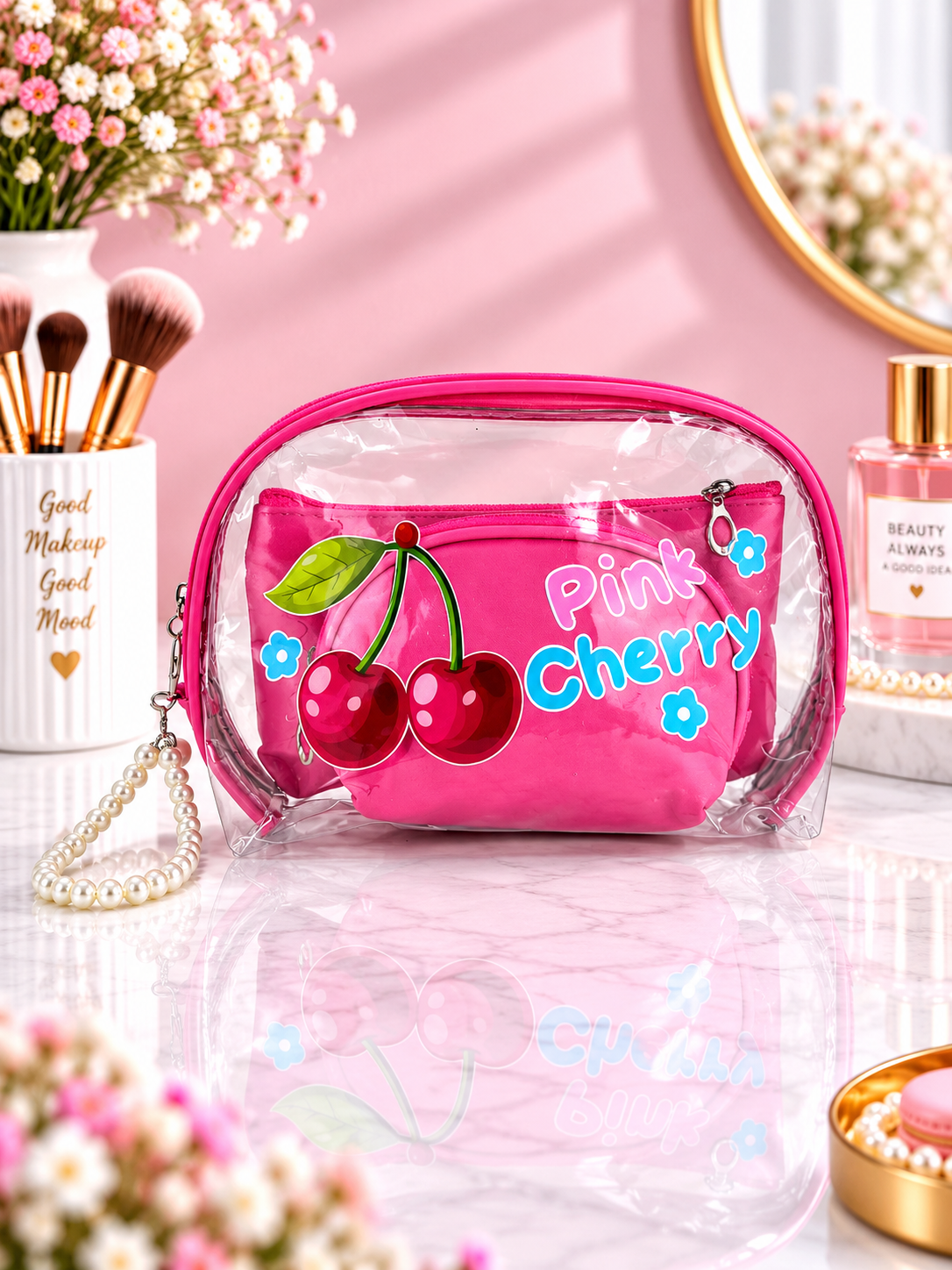 "Pink Cherry" 3-in-1 Cosmetic Organizer