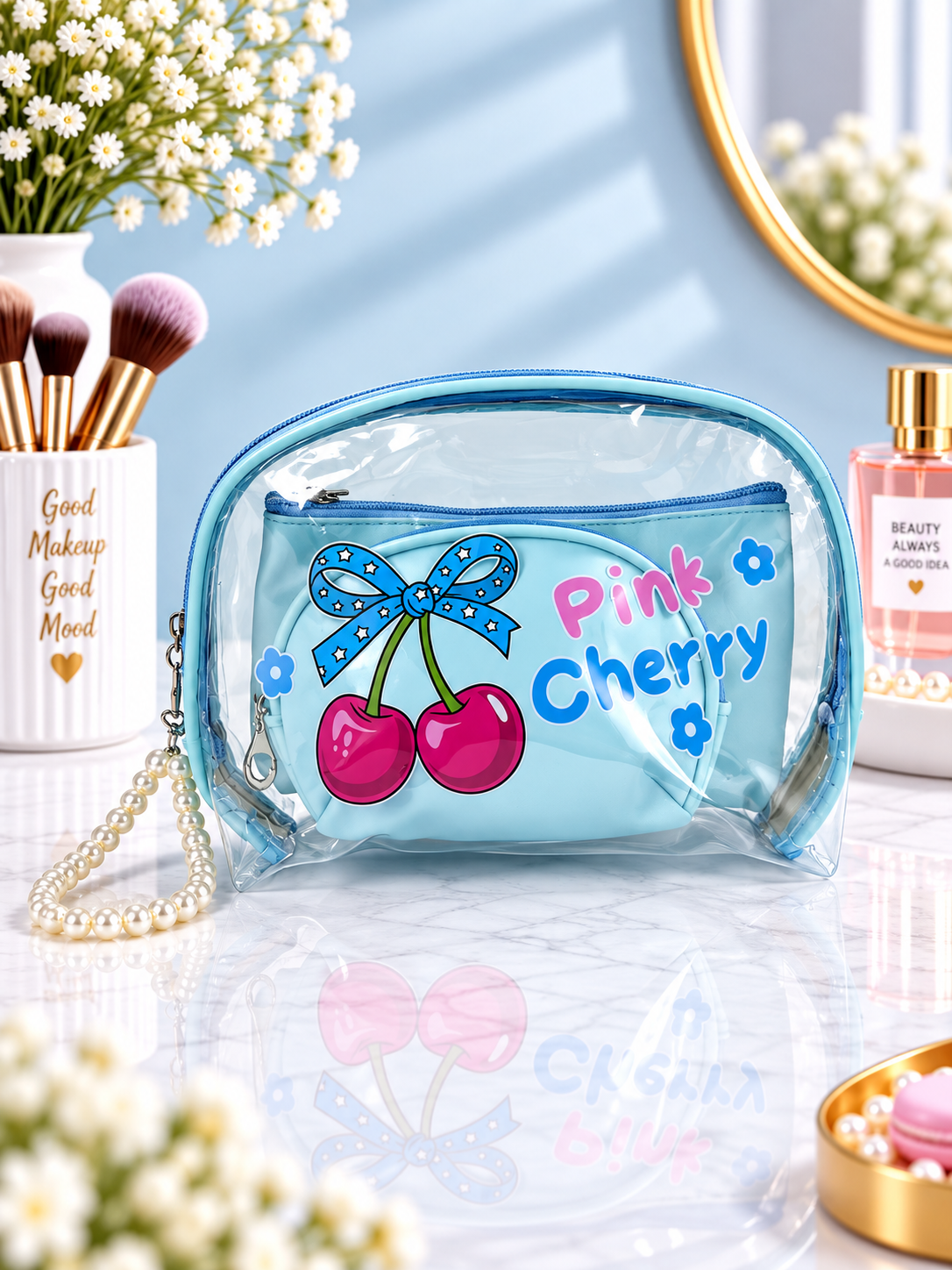 "Pink Cherry" 3-in-1 Cosmetic Organizer