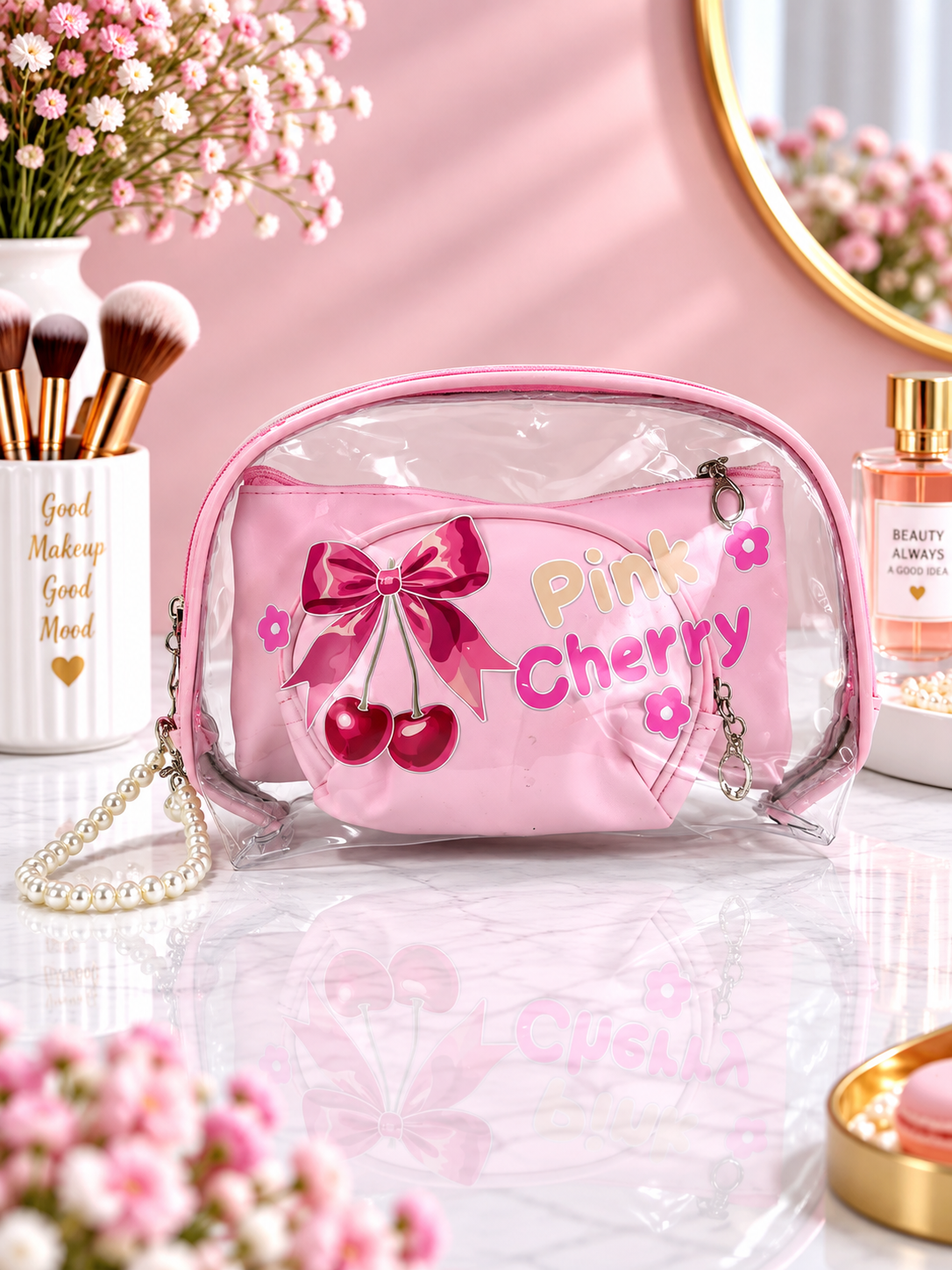 "Pink Cherry" 3-in-1 Cosmetic Organizer