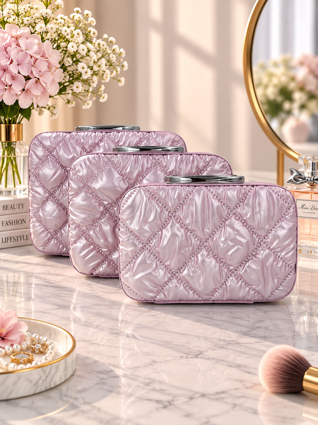 Quilted Vanity Case 3-Piece Luggage Set