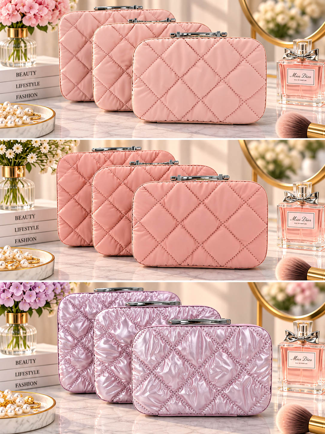 Quilted Vanity Case 3-Piece Luggage Set