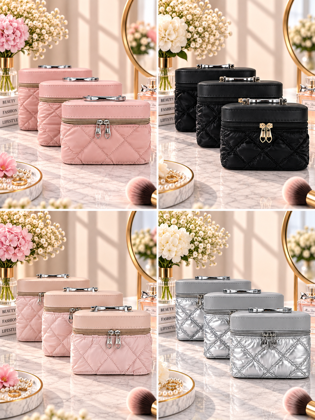 Quilted Vanity Box 3-Piece Set