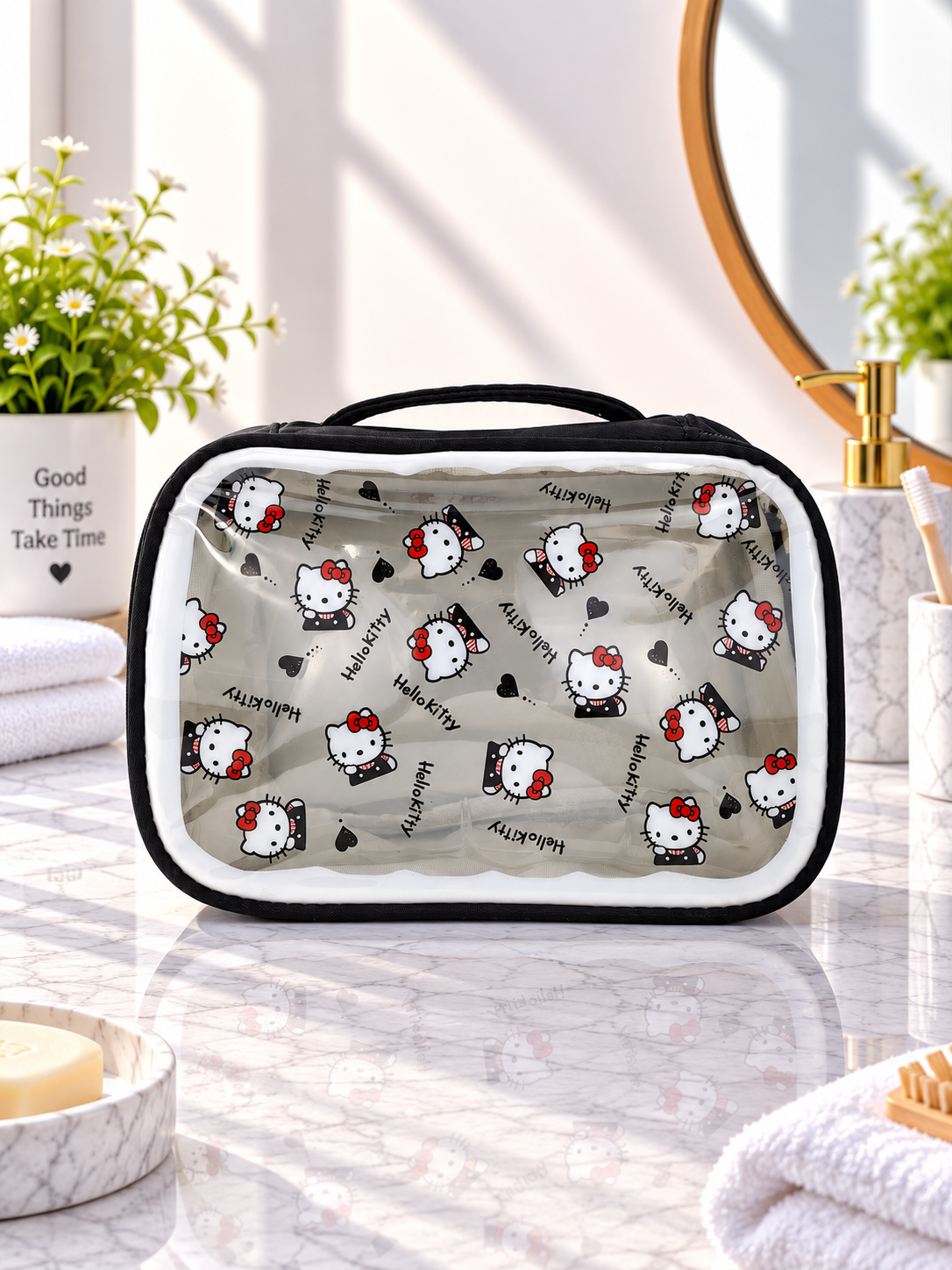 Hello Kitty Transparent Window Toiletry Bag