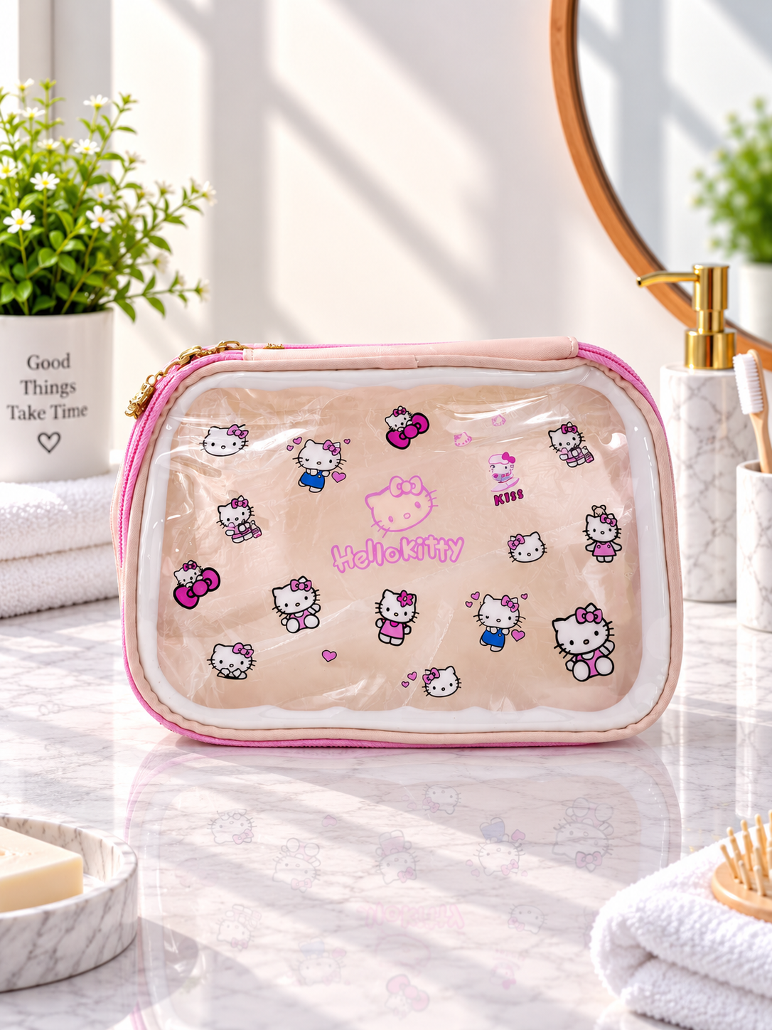 Hello Kitty Transparent Window Toiletry Bag