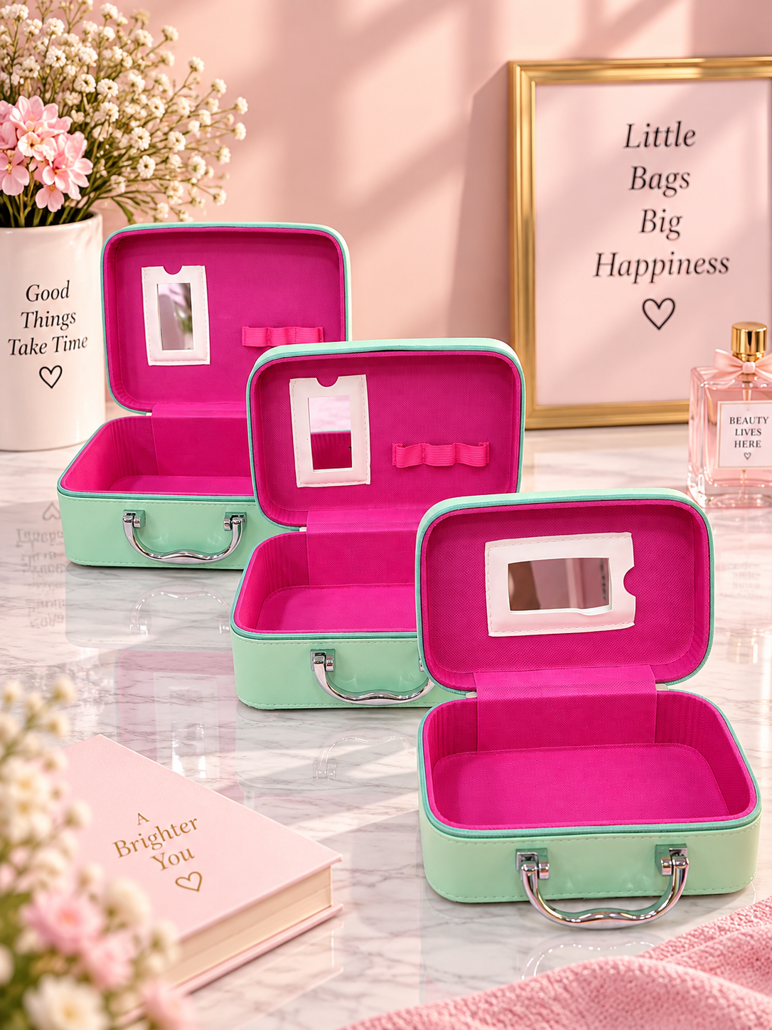 Lace Floral Vanity Case 3-Piece Set