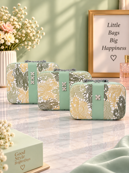 Lace Floral Vanity Case 3-Piece Set