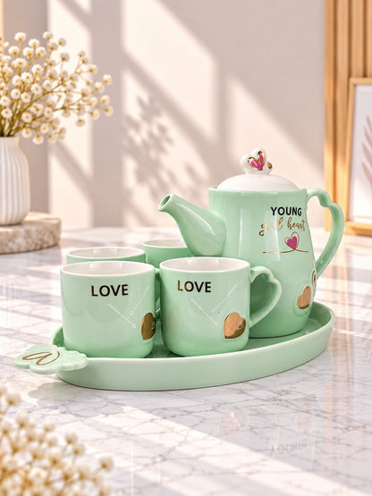 Ceramic Teapot & 4-Cup Serving Set