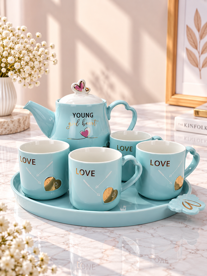 Ceramic Teapot & 4-Cup Serving Set
