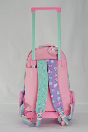 ORIGINAL KIDS TROLLEY BACKPACK – Pink & Mint Character Design