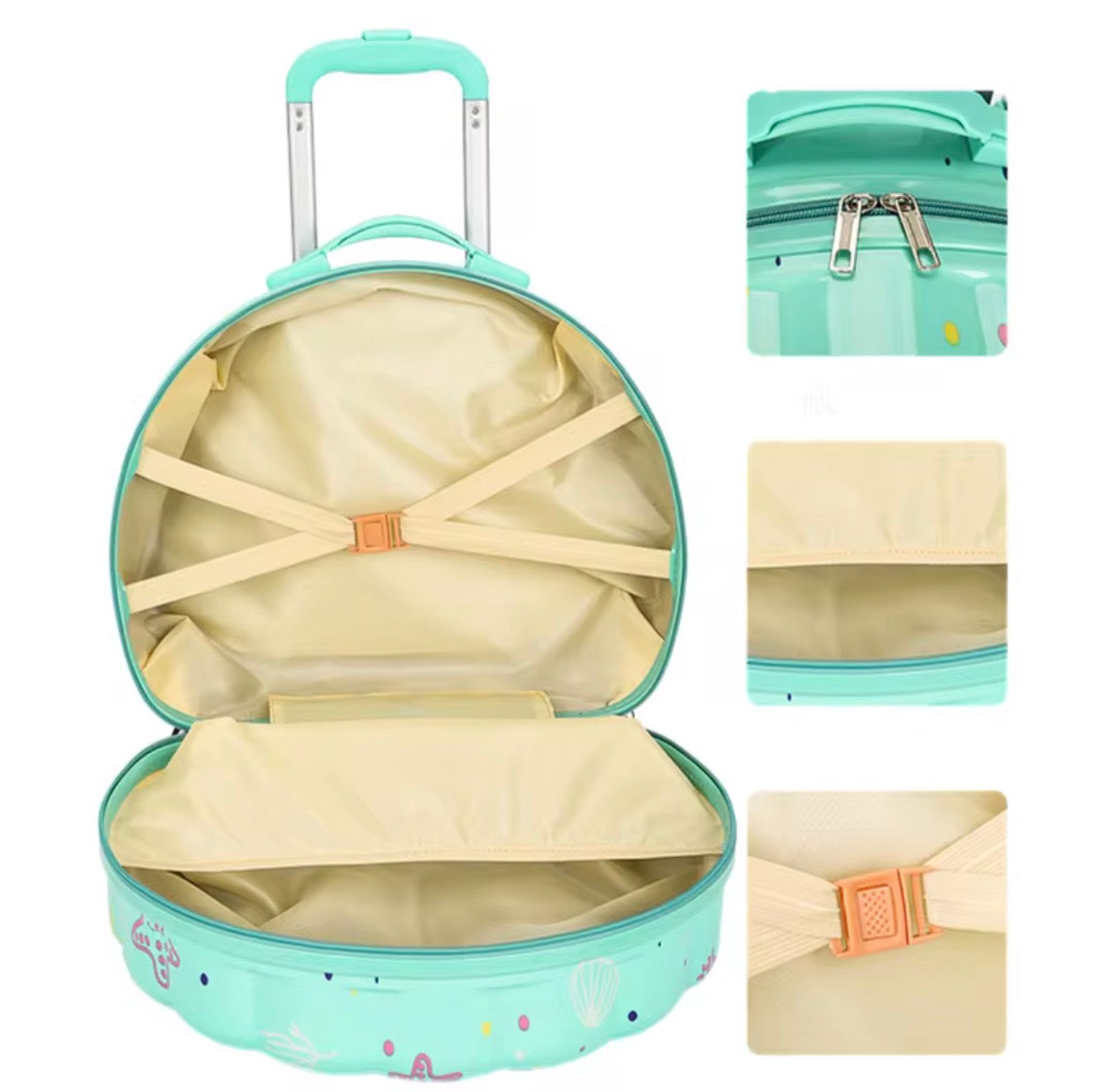 Mermaid Seashell Luggage With Vanity Bag