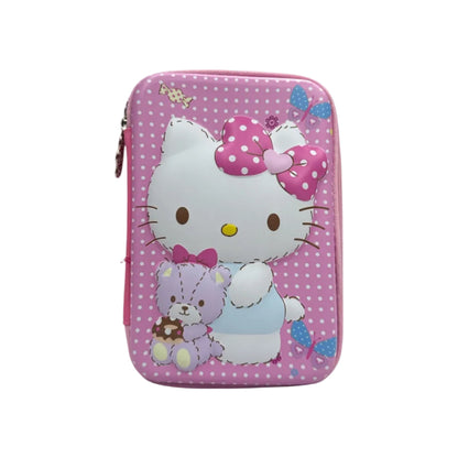 Pink zippered stationery organizer pouch with Hello Kitty teddy face graphic