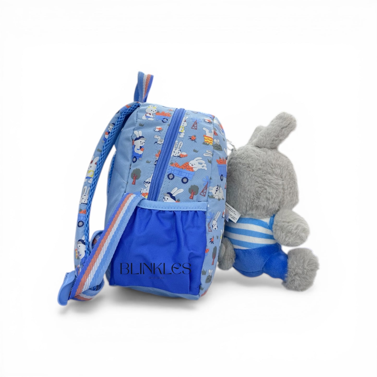 Blue Bunny Backpack with Plush Toy