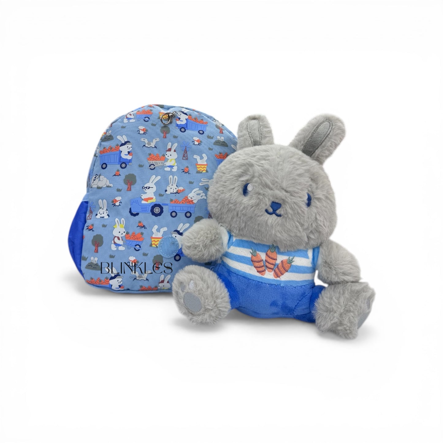 Blue Bunny Backpack with Plush Toy