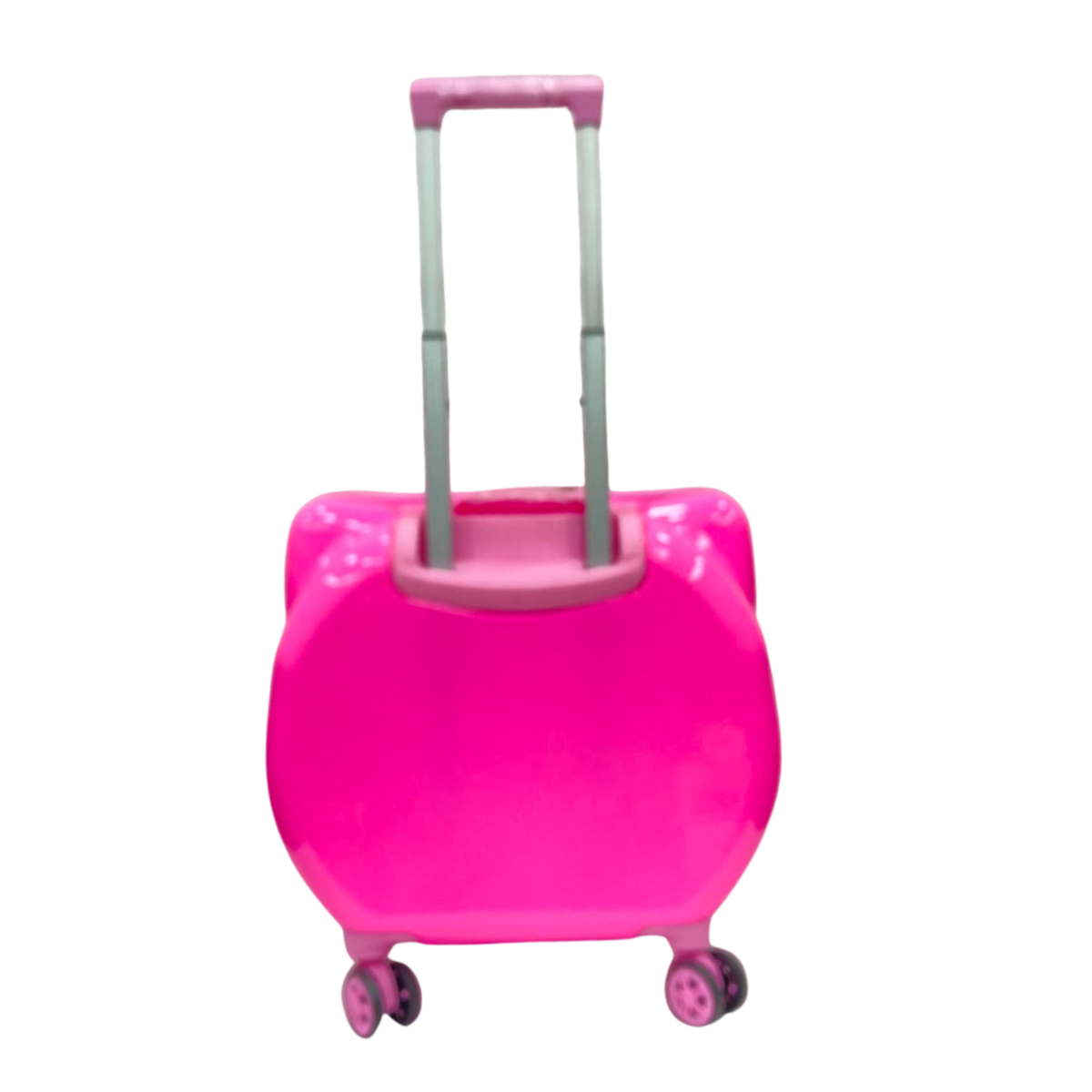 Hello Kitty hot pink shaped spinner luggage back with telescoping handle and four wheels