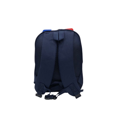 Kids navy backpack, padded back panel with adjustable shoulder straps and top handle