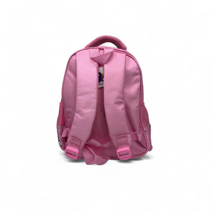 Kids pink backpack with fairy cat and butterfly wings print, padded straps