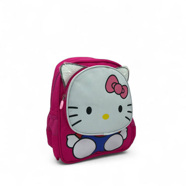 Hot pink kids backpack with 3D Hello Kitty face and bow on the front