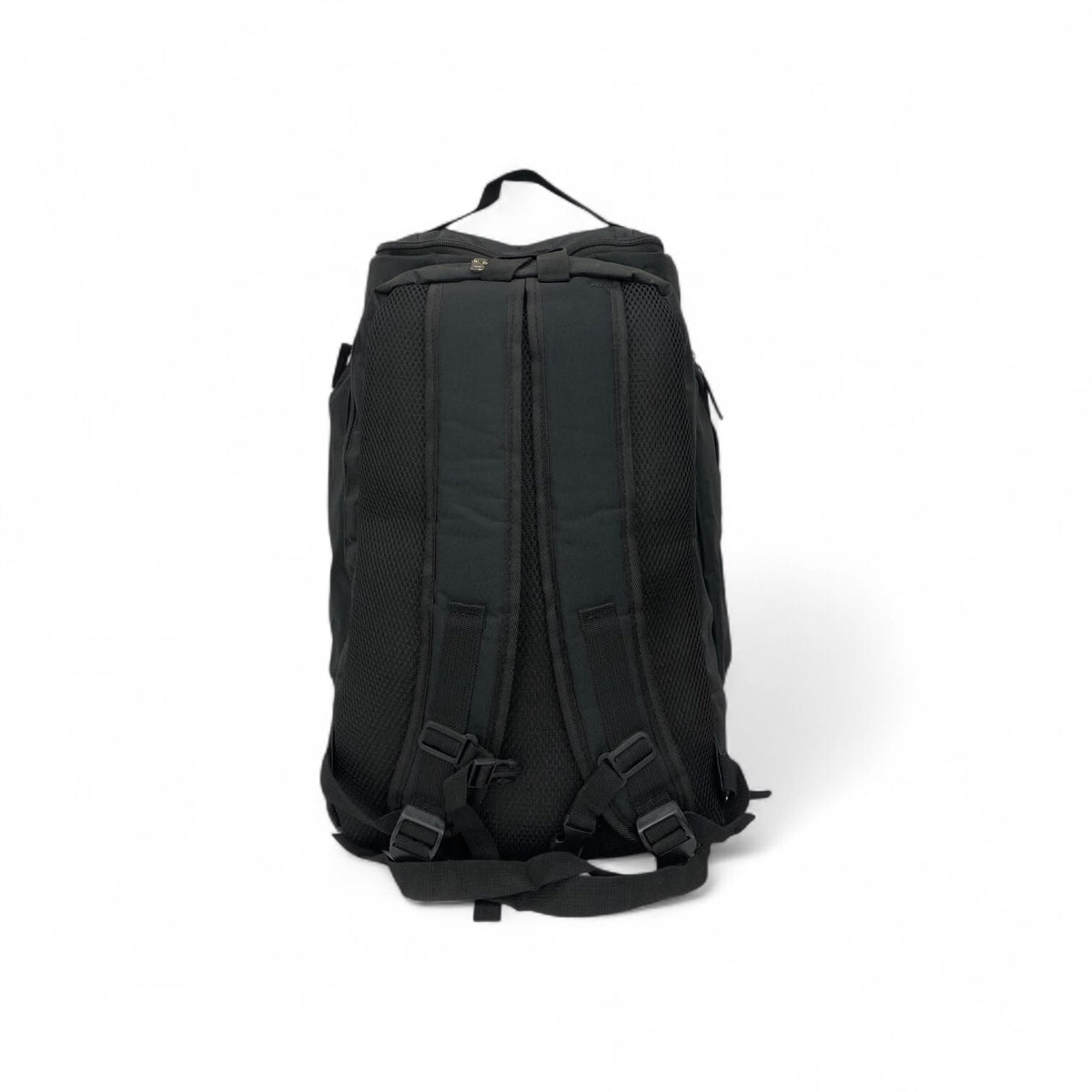 Black DUANG casual sports backpack, back view with padded shoulder straps