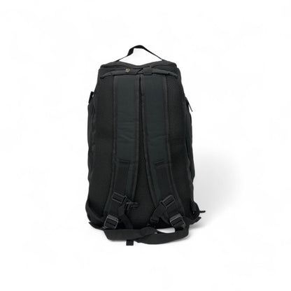 Black DUANG casual sports backpack, back view with padded shoulder straps
