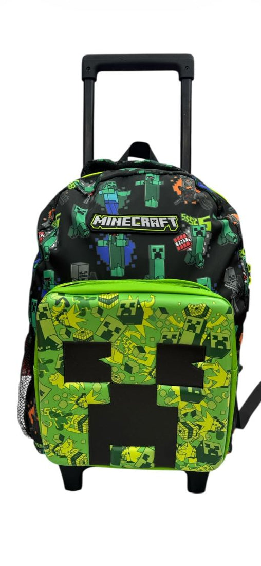 Minecraft Creeper Rolling Backpack – Kids Travel Bag