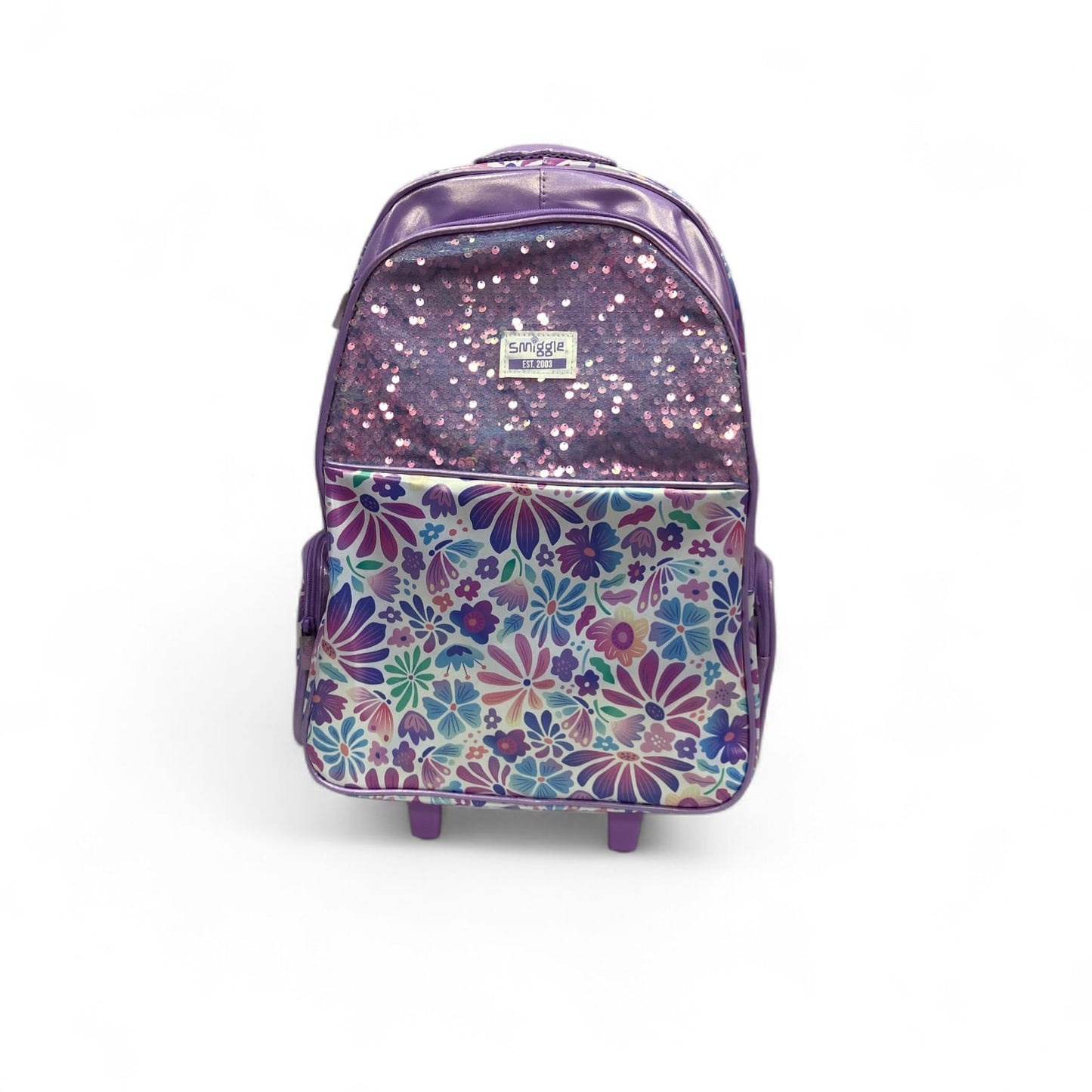 Glitter Floral Wheeled Backpack