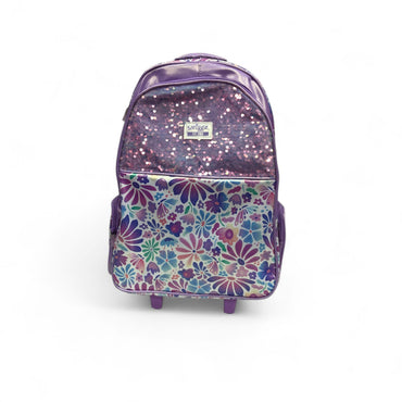 Glitter Floral Wheeled Backpack