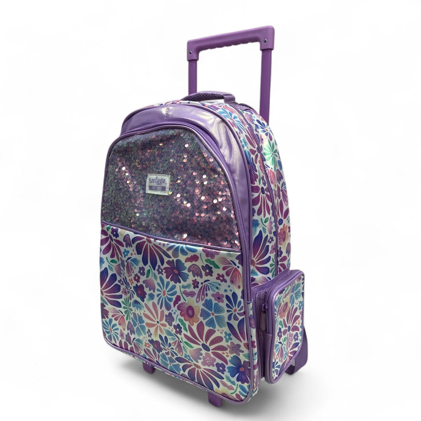 Glitter Floral Wheeled Backpack