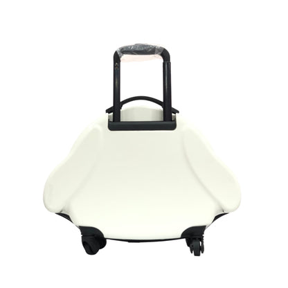 White cloud-shaped rolling trolley with black telescoping handle and four wheels
