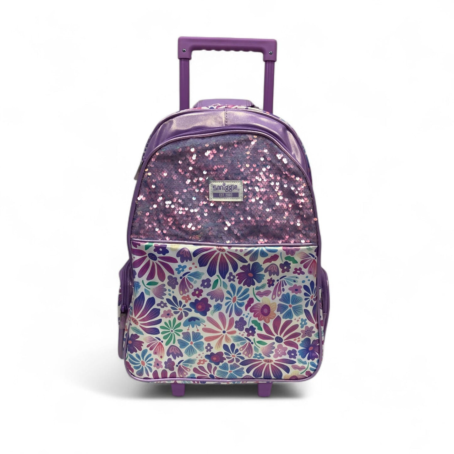 Glitter Floral Wheeled Backpack