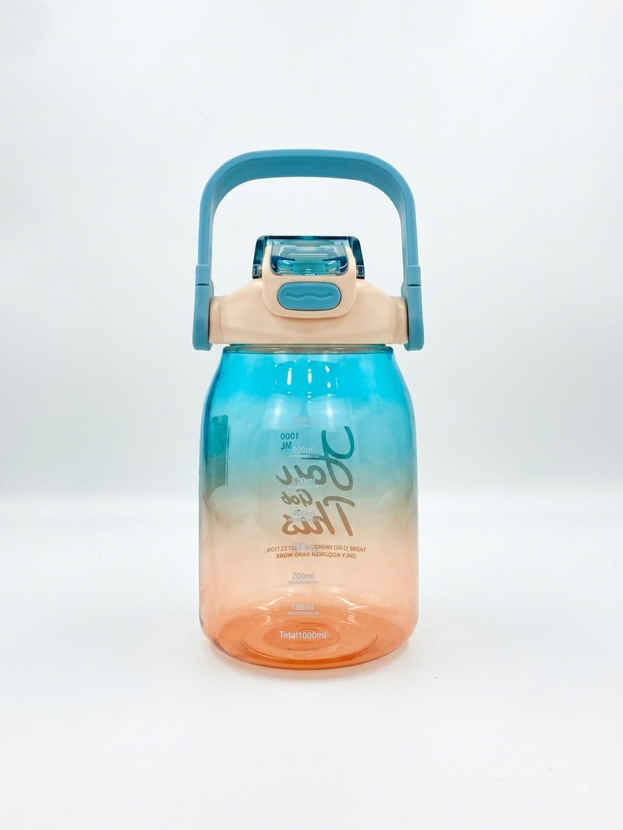 1L gradient water bottle in teal and coral with flip lid and "You Got This" print.