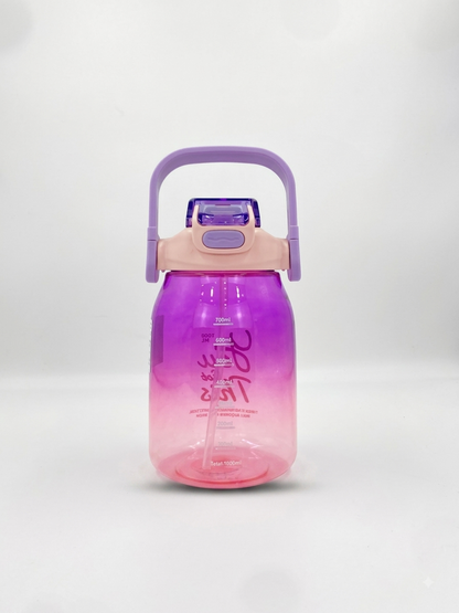 1L gradient water bottle in purple and pink with flip lid and "You Got This" print.